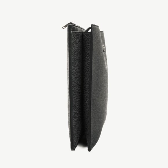 Saint Laurent Black Pebbled-Leather Flat Snap-Closure Clutch - Picture 3 of 14